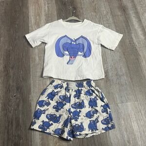 Zoo Gallery Kids VTG Elephant 3-D Trunk Shirt Shorts Set 4T 1991 Single Stitch